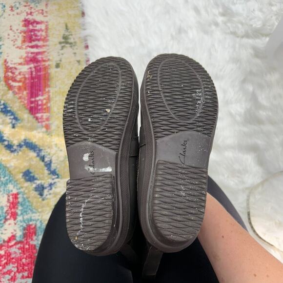 $175 Clarks Brown Lace Up Rubber Knee High Tall Carima Pluma Boot 6.5 - Picture 7 of 8